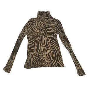 ZARA ZEBRA PRINT COTTON TURTLENECK